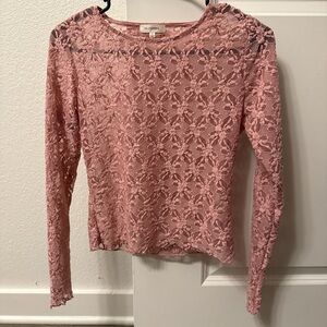 NWOT Floral Lace Long Sleeve Top in Pink